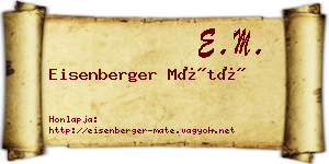 Eisenberger Máté névjegykártya